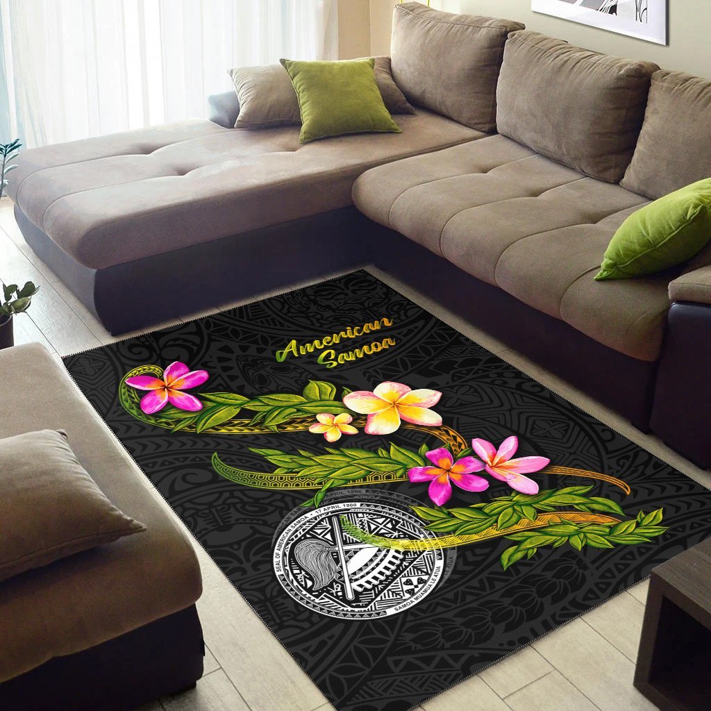 American Samoa Polynesian Area Rug - Plumeria Tribal - Vibe Hoodie Shop