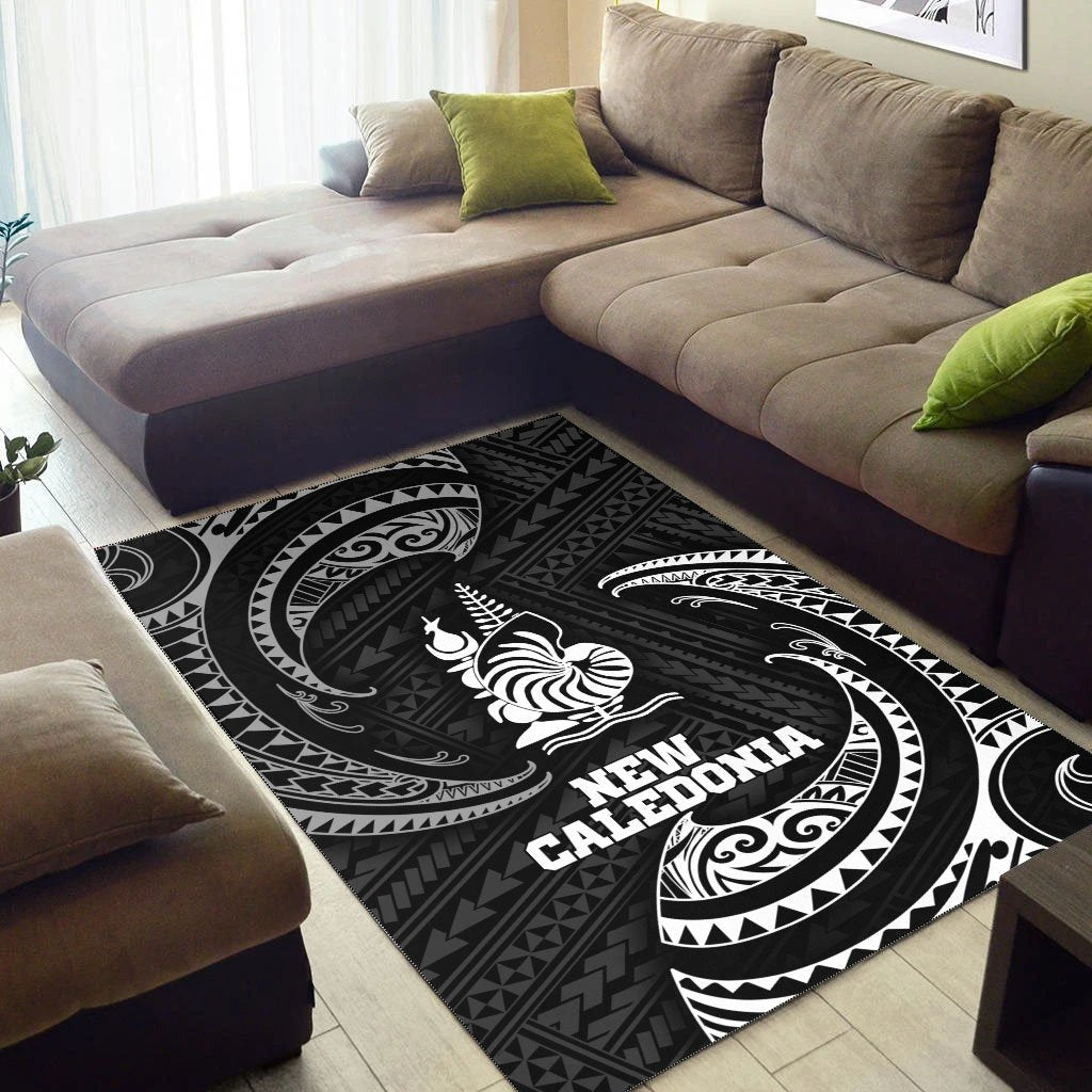 New Caledonia Polynesian Area Rug - White Tribal Wave - Vibe Hoodie Shop