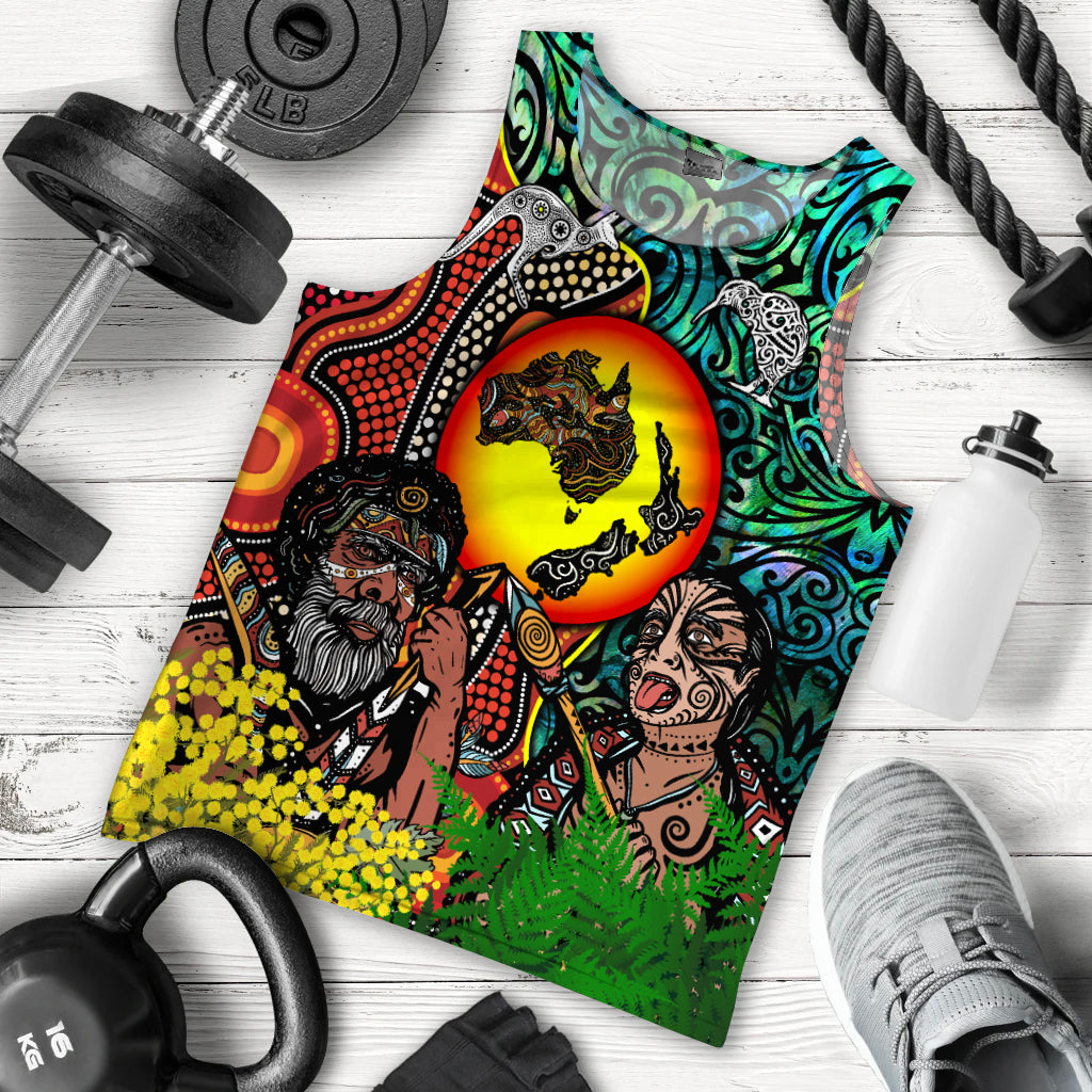 Australia Aboriginal Kangaroo Combine New Zealand Maori Kiwi Bird Men Tank Top - - Vibe Hoodie Shop