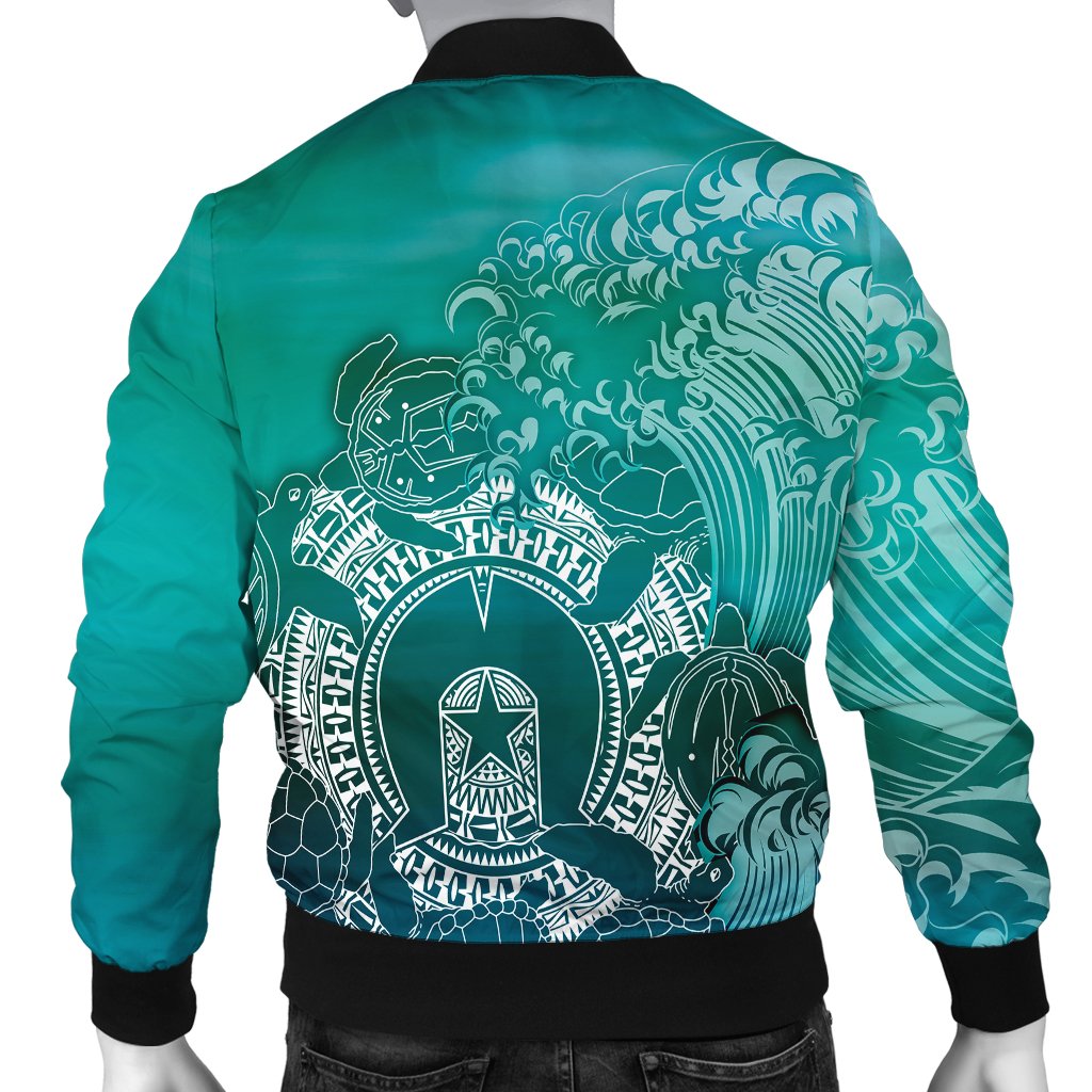 Aboriginal Men's Bomber Jacket, Torres Strait Islands in Wave - Vibe Hoodie Shop