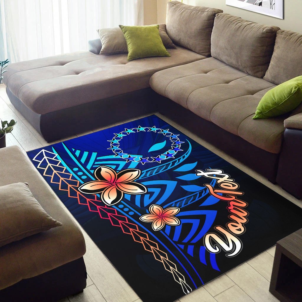 Cook Islands Custom Personalised Area Rug - Vintage Tribal Mountain - Vibe Hoodie Shop