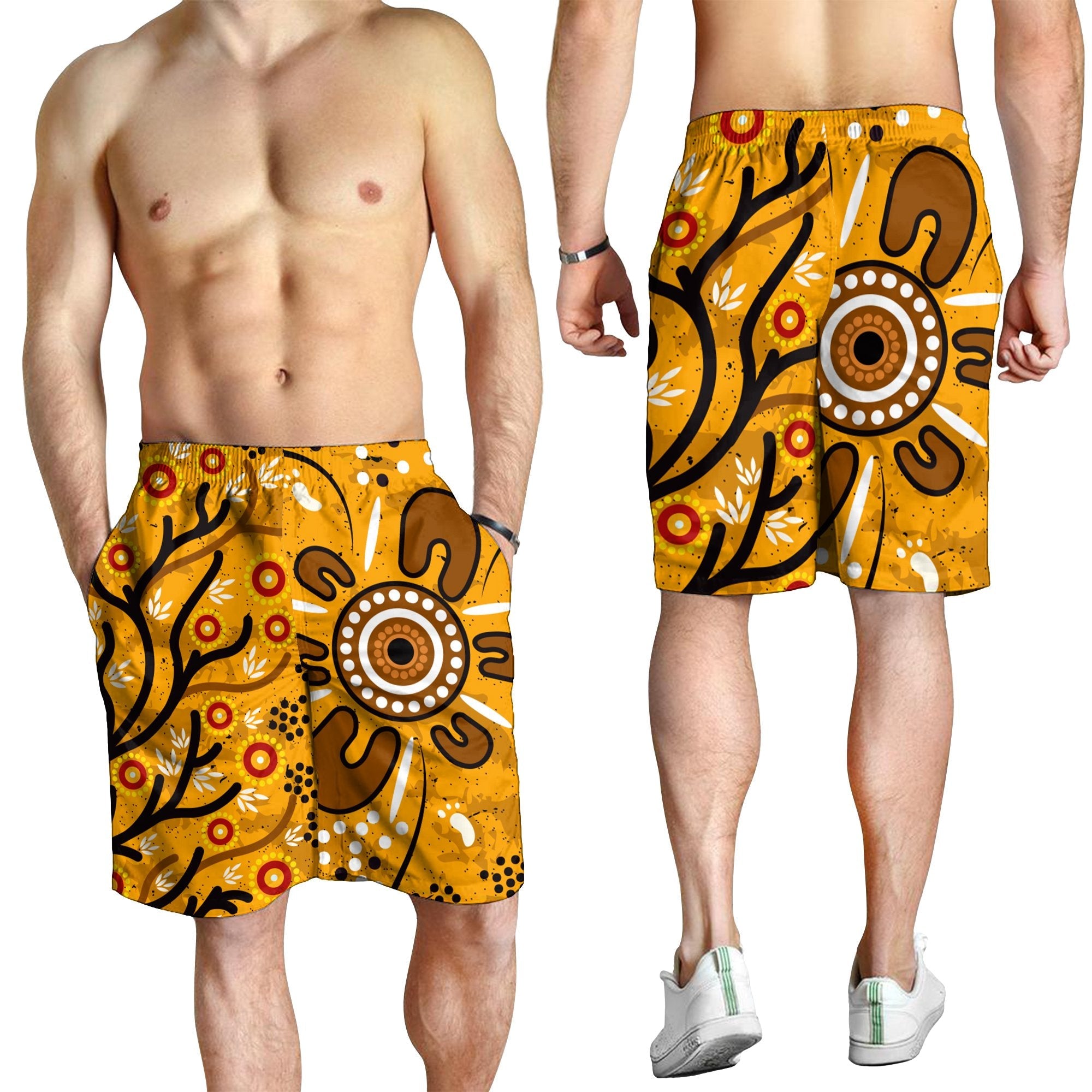 Men Shorts - Aboriginal Art In Spring Style - Vibe Hoodie Shop