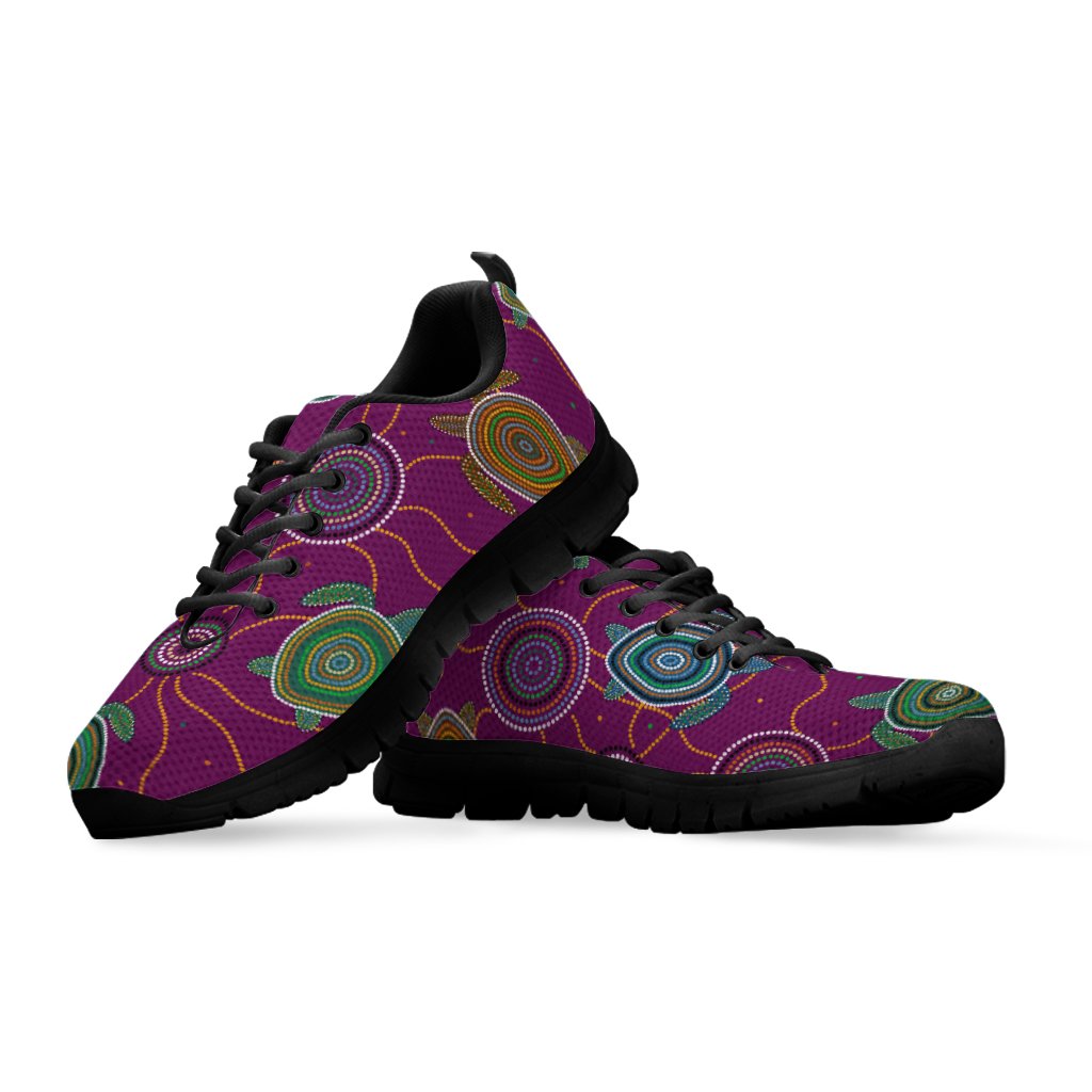 Sneakers - Aboriginal Turtle Purple Australia Dot Patterns - Vibe Hoodie Shop