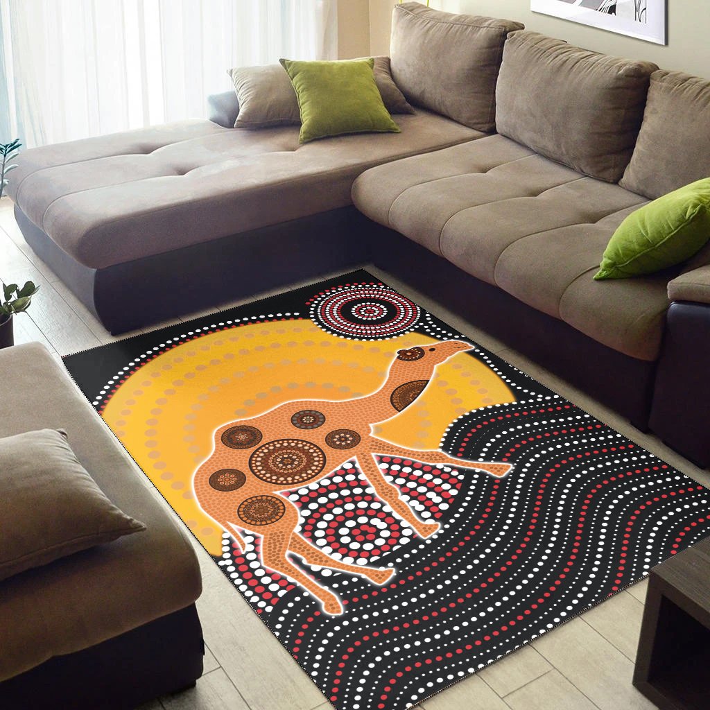 Aboriginal Area Rug - DREAMTIME DROMEDA Aboriginal Style - Vibe Hoodie Shop