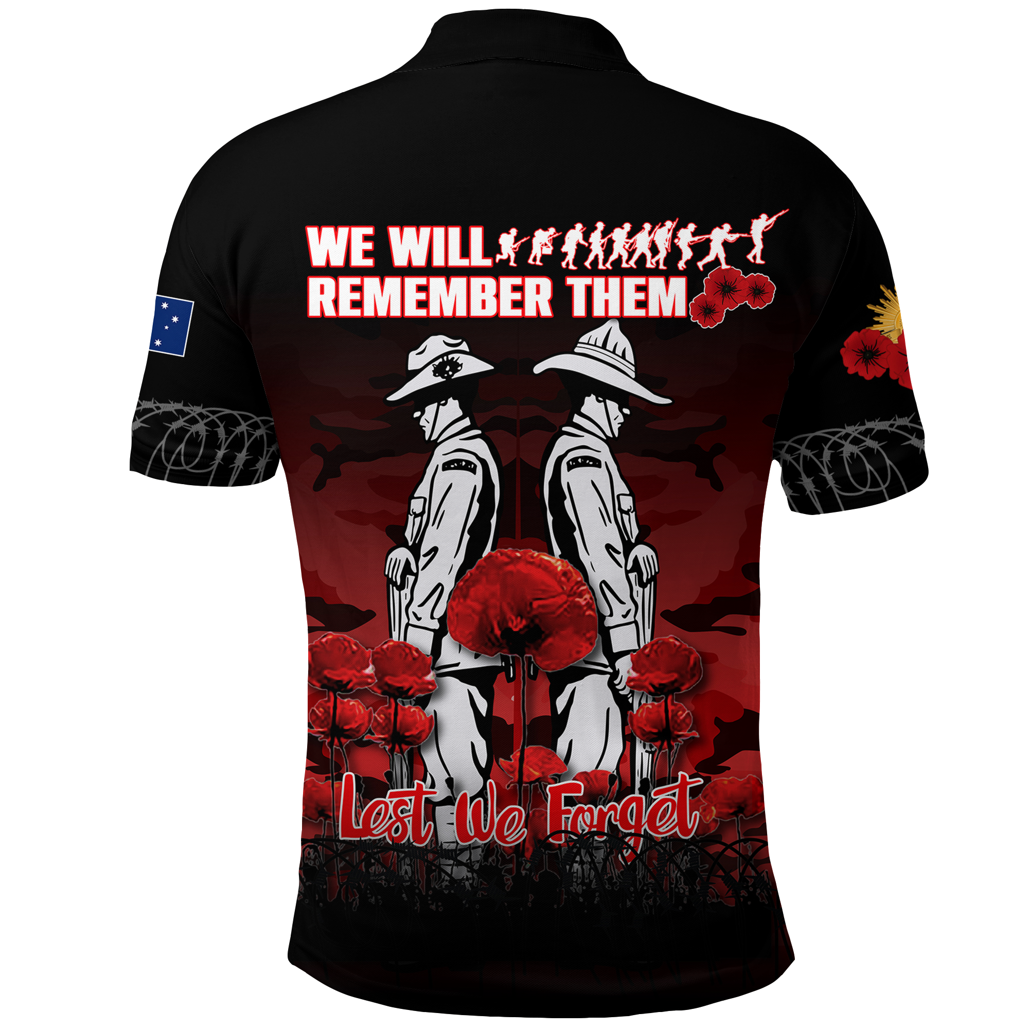 Australia ANZAC 2022 Polo Shirt Camouflage With Poppy Red - - Vibe Hoodie Shop