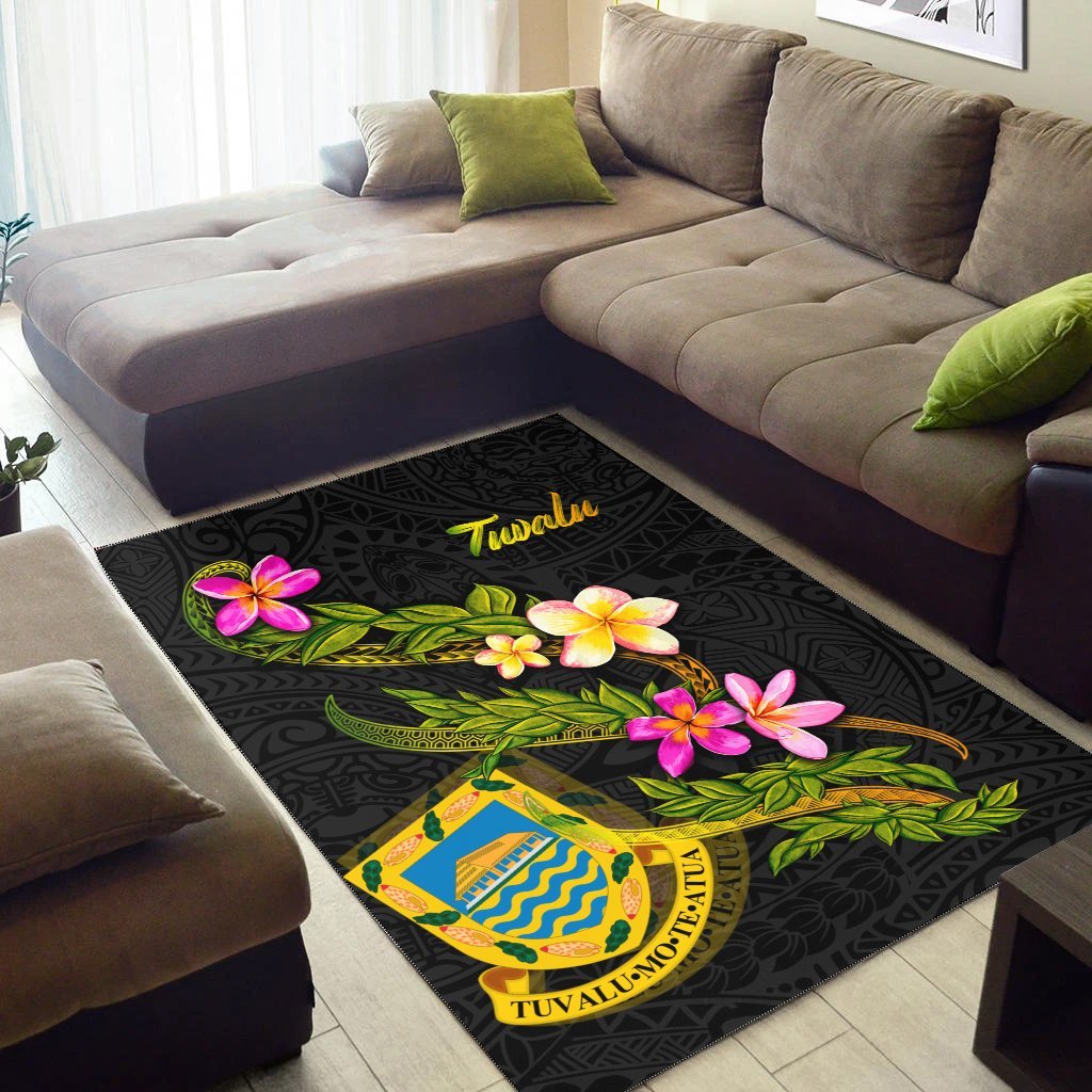 Tuvalu Polynesian Area Rug - Plumeria Tribal - Vibe Hoodie Shop