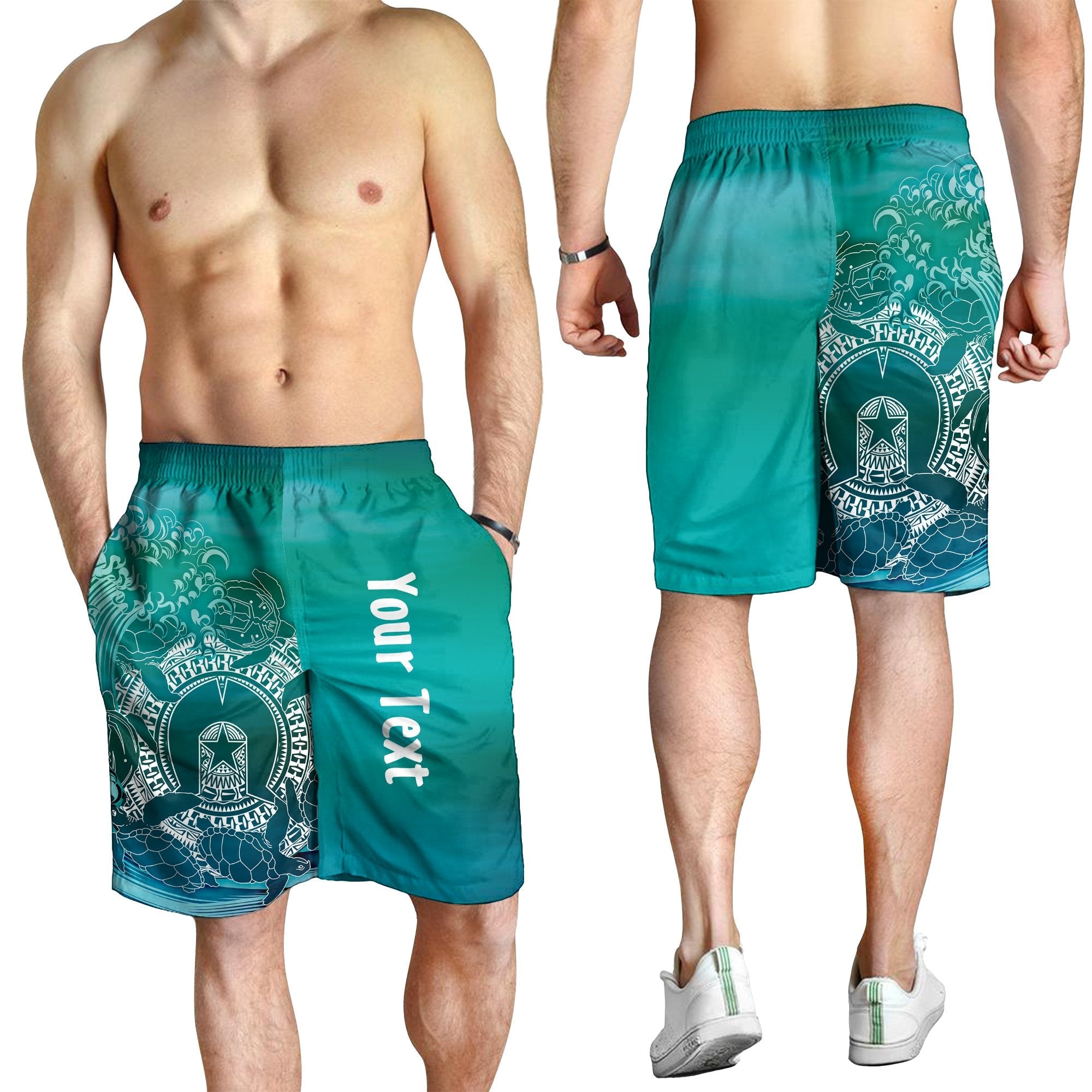 Custom Aboriginal Men Shorts, Torres Strait Islands in Wave - Vibe Hoodie Shop