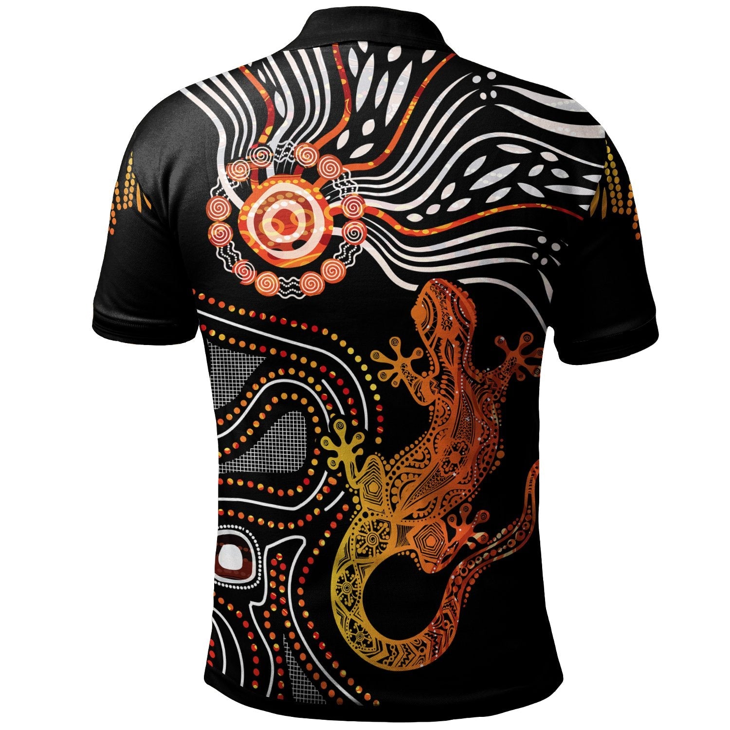 Aboriginal Polo Shirt - Lizard Sunshine - Vibe Hoodie Shop