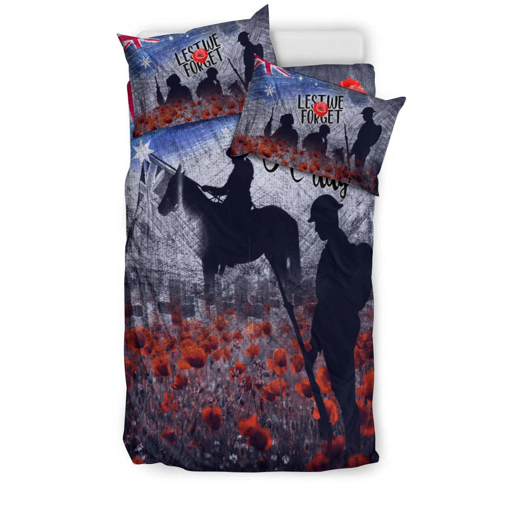 ANZAC Day Bedding Set - Lest We Forget Vintage Poppies - Vibe Hoodie Shop