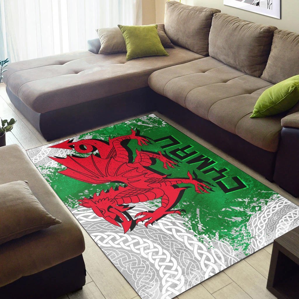 Wales Celtic Area Rug - Grunge Dragon - Vibe Hoodie Shop