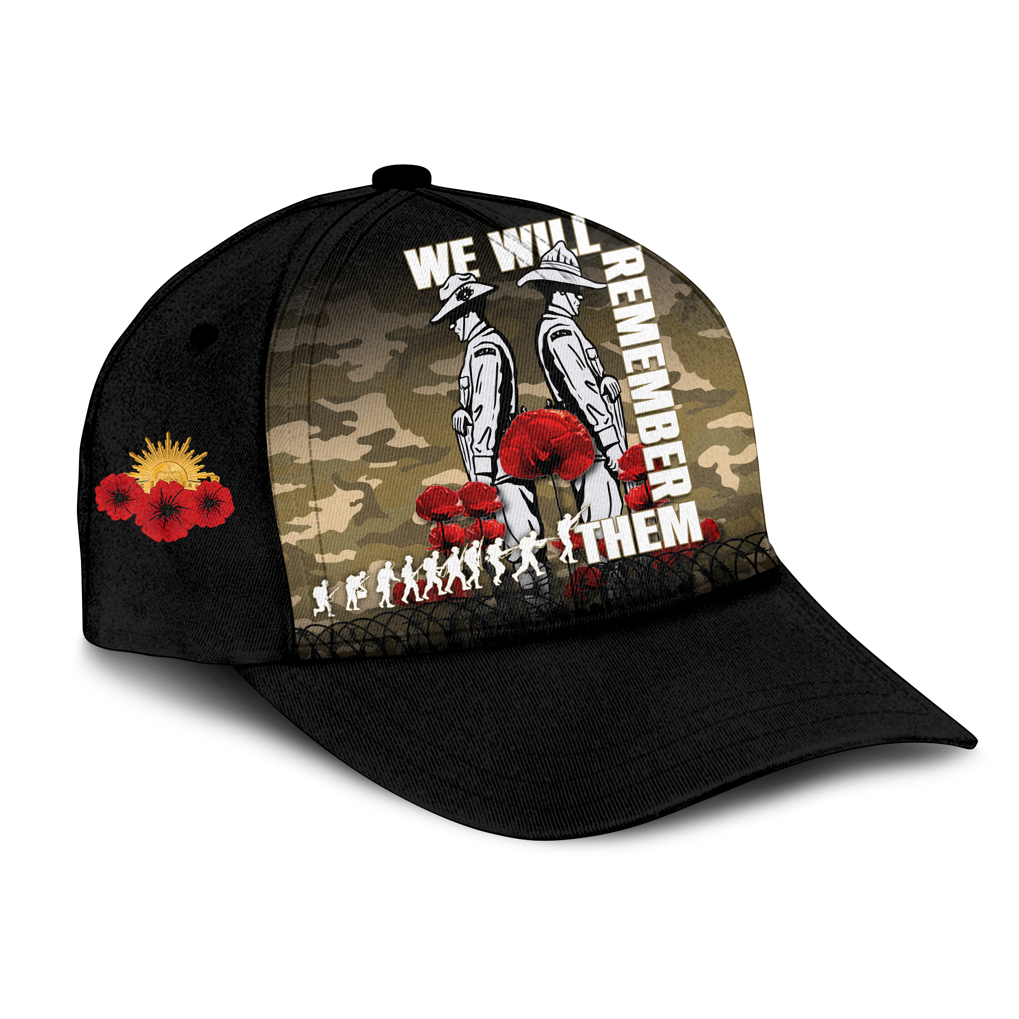 Australia ANZAC 2022 Caps Camouflage With Poppy - - Vibe Hoodie Shop