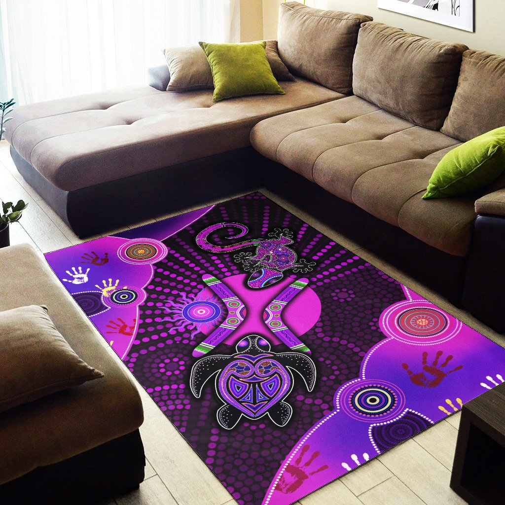 Aboriginal NAIDOC Week 2023 Purple Turtle Lizard Sun Area Rug - RLT20 - Vibe Hoodie Shop