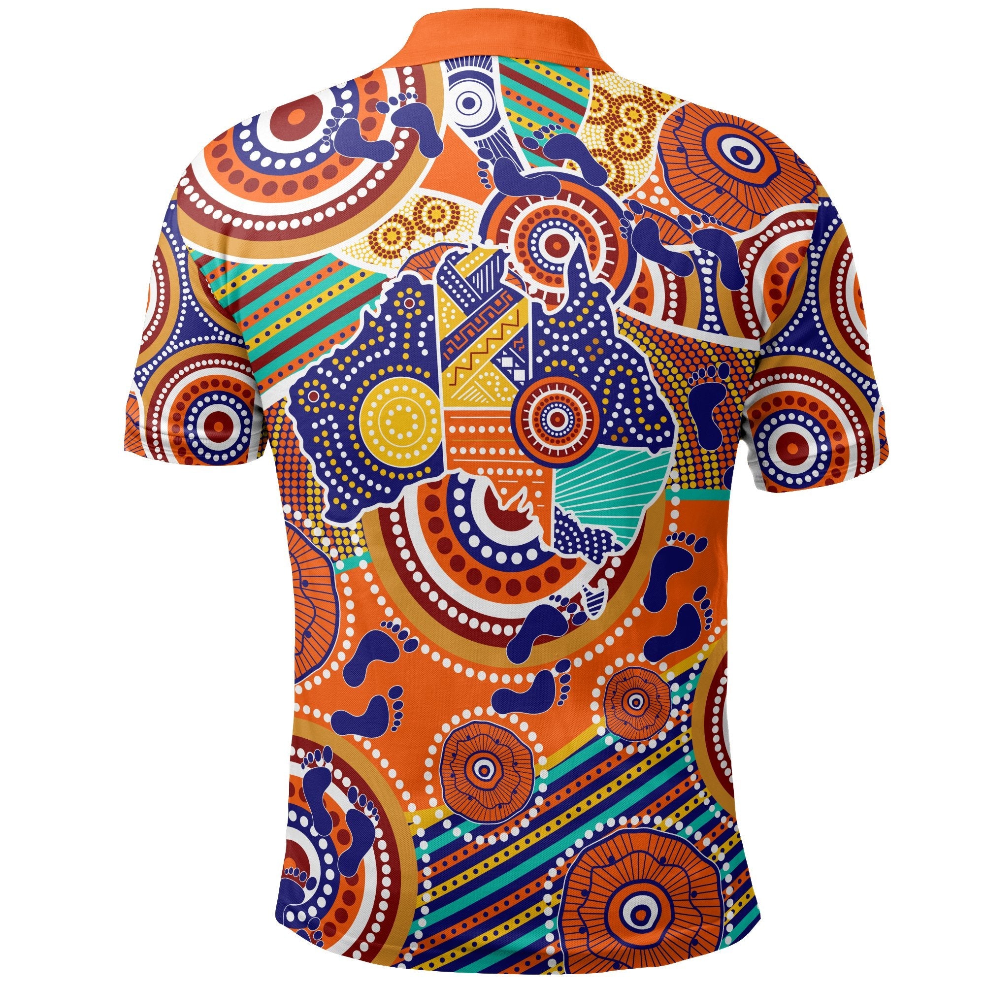 Aboriginal Polo Shirt - Australian Map Dot Painting - Vibe Hoodie Shop