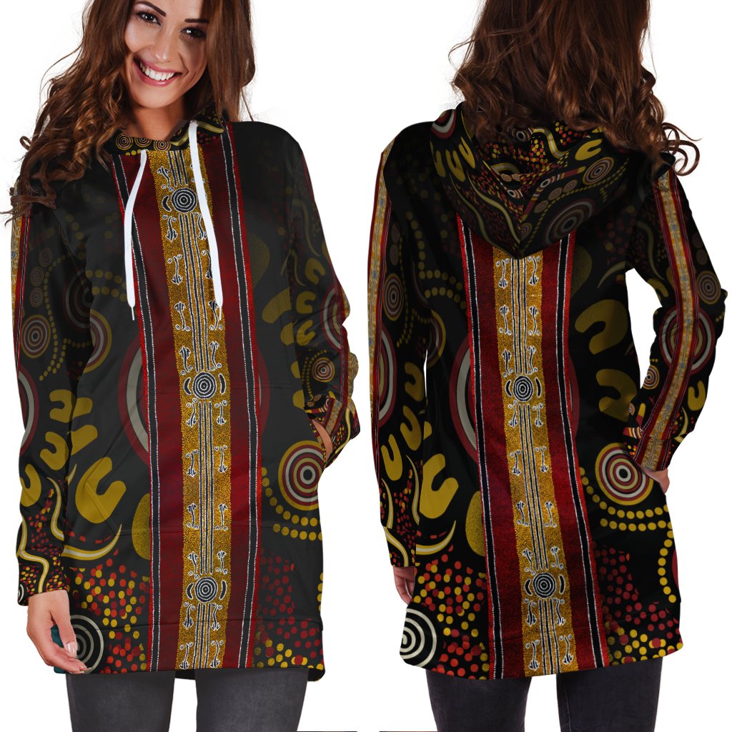 Hoddie Dress - Aboriginal Dot Panting Art Stripe Lines - Vibe Hoodie Shop