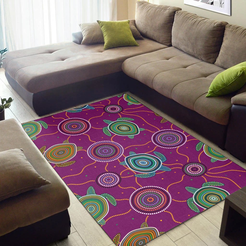 Vibe Hoodie Area Rug - Aboriginal Turtle Purple Australia Dot Patterns - RLT20 - Vibe Hoodie Shop