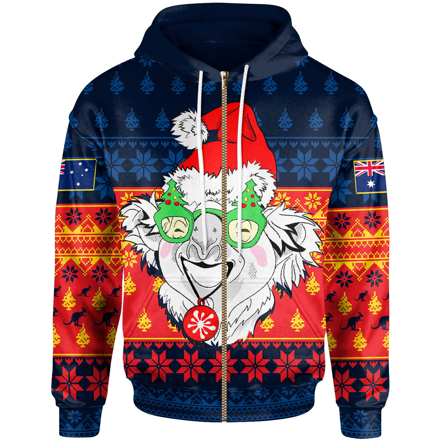 Custom Australia Christmas Zip - Up Hoodie - Bye Bye 2020 - Vibe Hoodie Shop