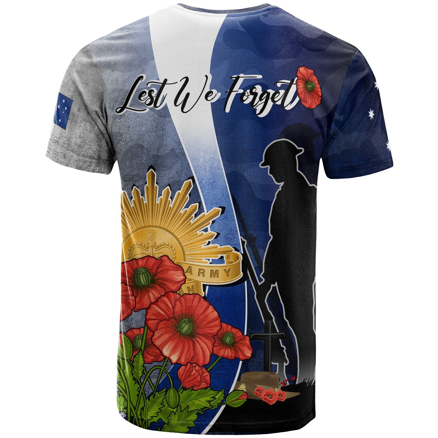 ANZAC Day T - Shirt - Lest We Forget Poppy Flower - Vibe Hoodie Shop