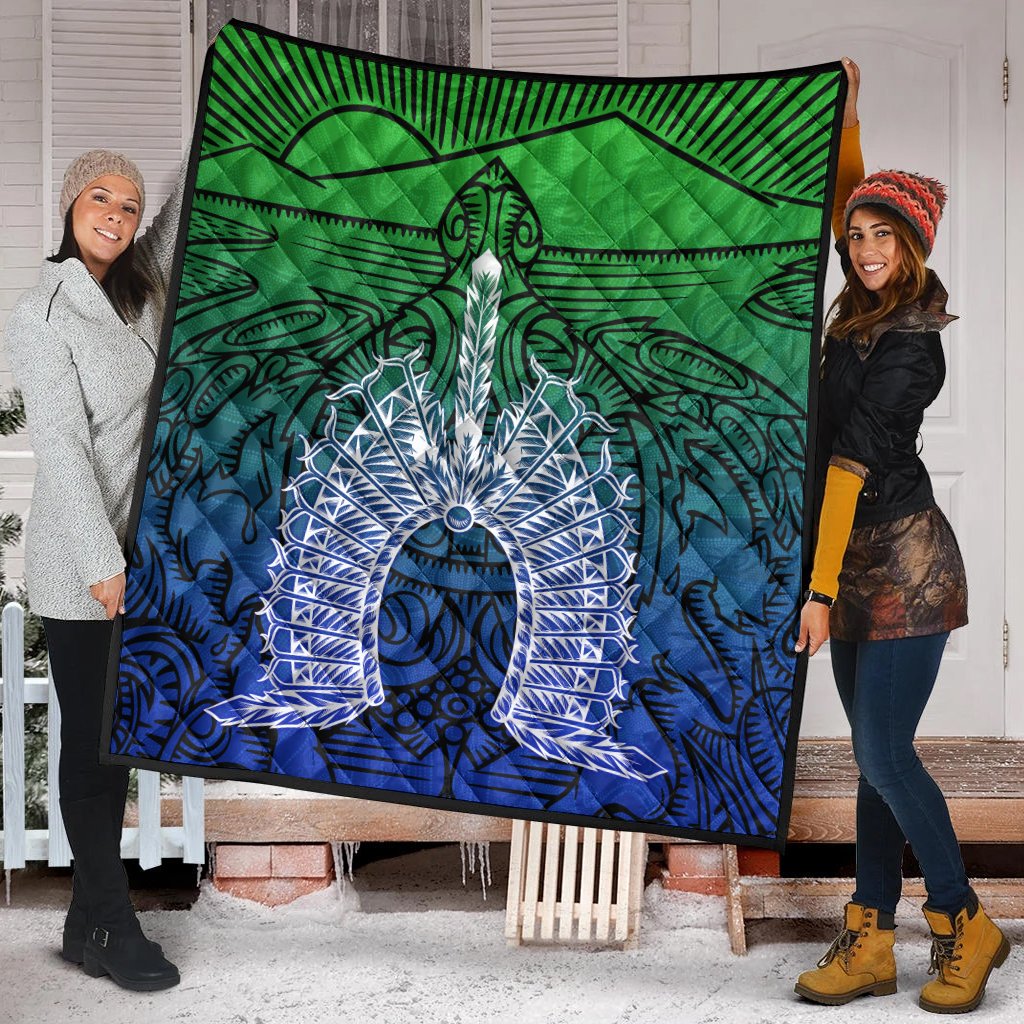 Torres Strait Islanders Premium Quilt - Turtle and Dhari Mask - Vibe Hoodie Shop