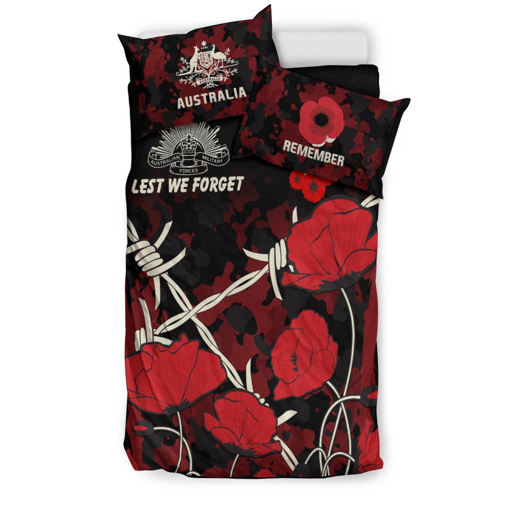 ANZAC Bedding Set - ANZAC with Remembrance Poppy Flower Ver2 - Vibe Hoodie Shop