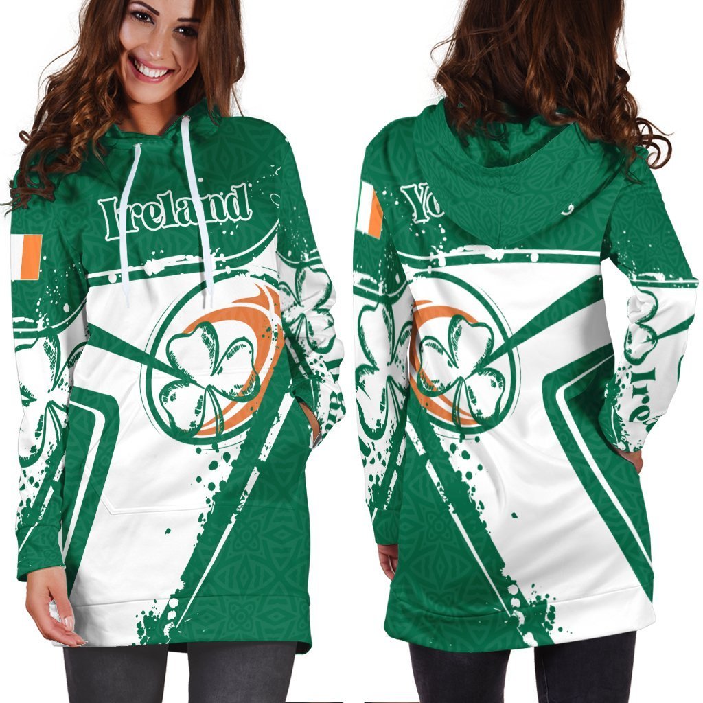 (Custom Text) Ireland Rugby Personalised Hoodie Dress - Irish Rugby - Vibe Hoodie Shop