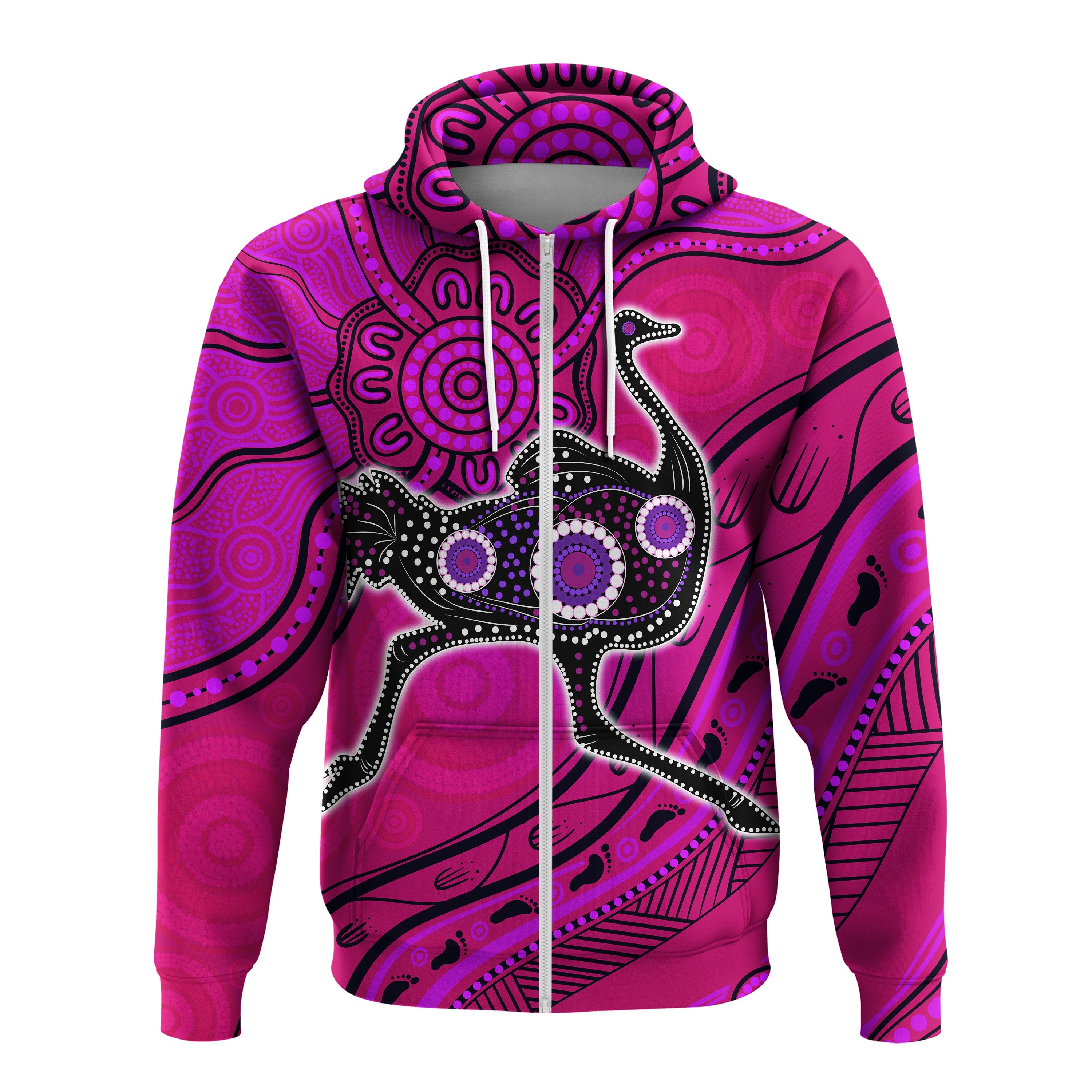 Aboriginal NAIDOC Week 2021 Purple Turtle Ostrich Zip Hoodie - LT20 - Vibe Hoodie Shop