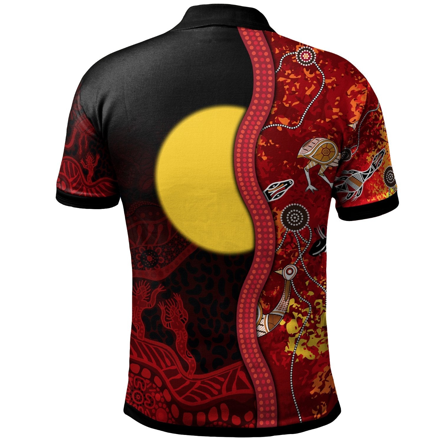 Custom Aboriginal Polo Shirt - Red Indigenous Flag - Vibe Hoodie Shop