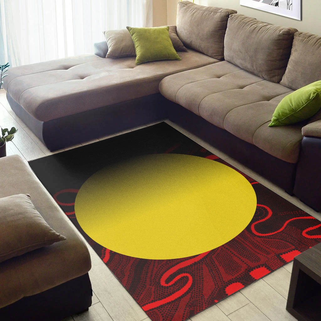 Aboriginal Area Rug - Indigenous Flag Grunge Style - Vibe Hoodie Shop