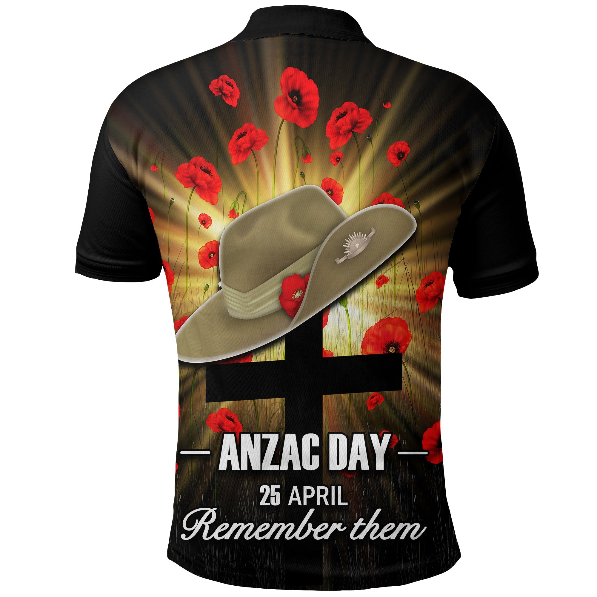 ANZAC Soldier Remember Them Polo Shirt - LT20 - Vibe Hoodie Shop