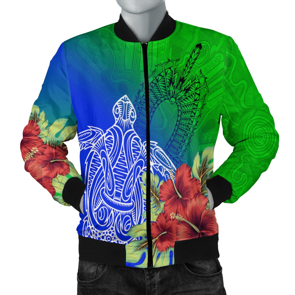 Torres Strait Islanders Bomber Jacket - Ocean Hibiscus - Vibe Hoodie Shop