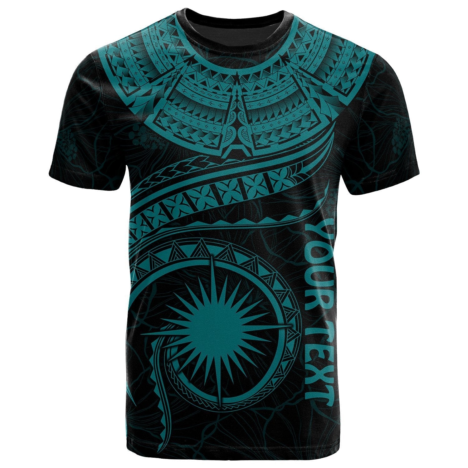 Marshall Islands Polynesian Personalised T shirt - Marshall Islands Waves (Turquoise) - Vibe Hoodie Shop