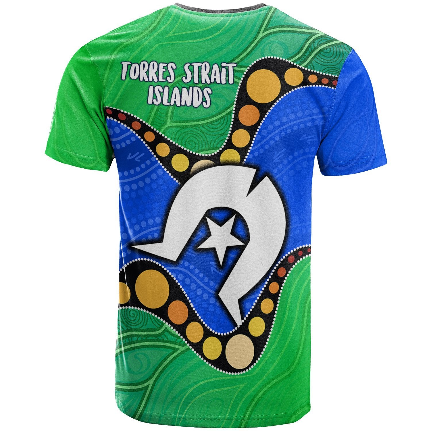 Torres Strait Islands T shirt - Flag with Aboriginal Patterns - Vibe Hoodie Shop