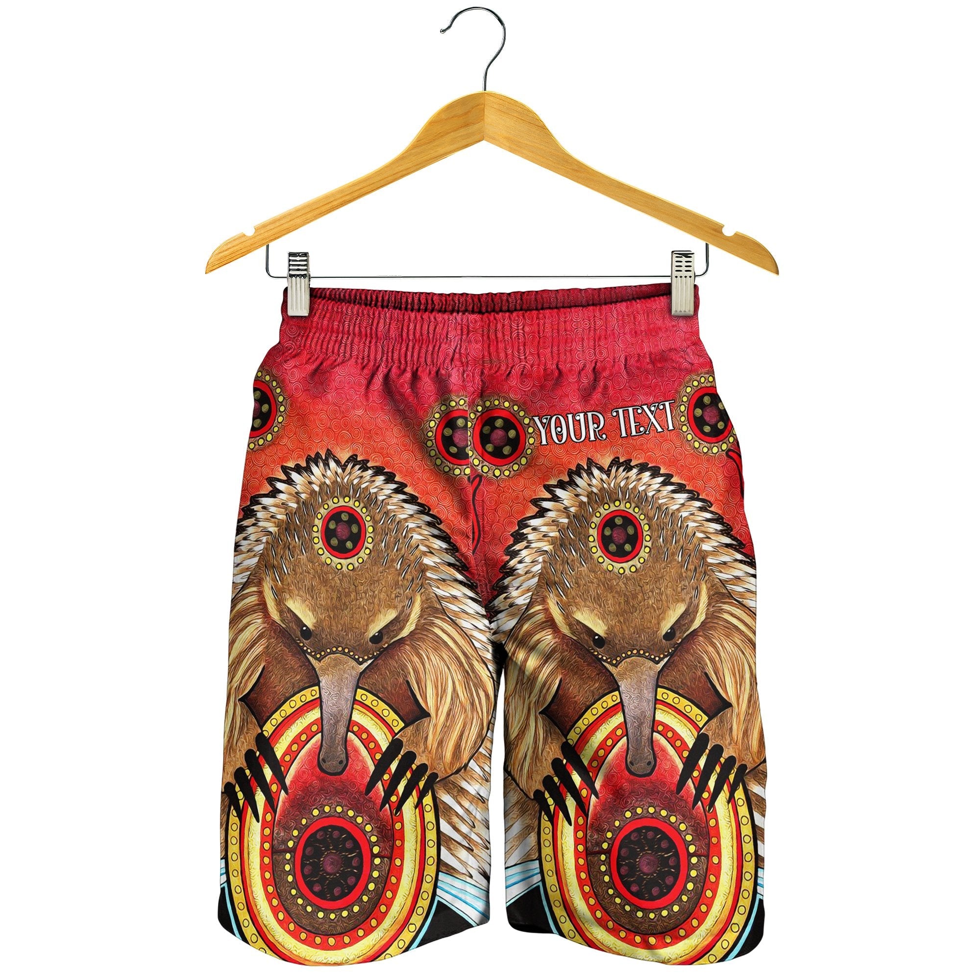 Custom Aboriginal Men's Shorts - Australian Echidna - Vibe Hoodie Shop