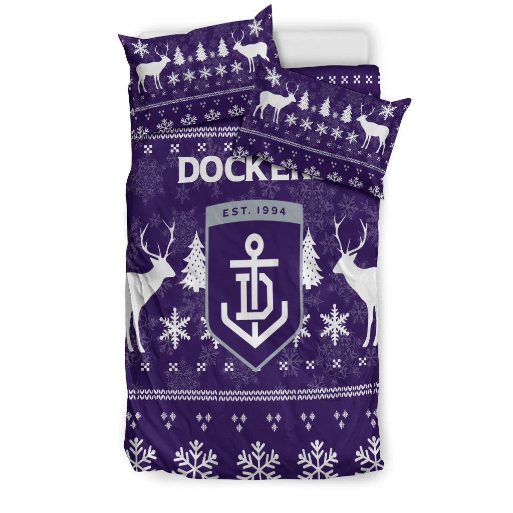 Fremantle Football Club Bedding Set - Christmas Ugly Style - - Vibe Hoodie Shop