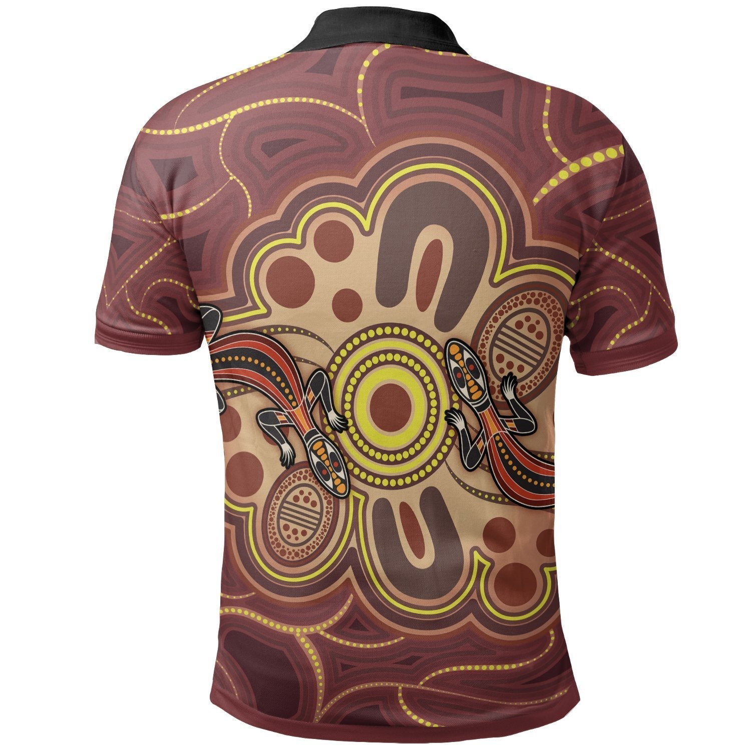 Custom Aboriginal Polo Shirts, Indigenous Lizard Dot Painting Art - Vibe Hoodie Shop