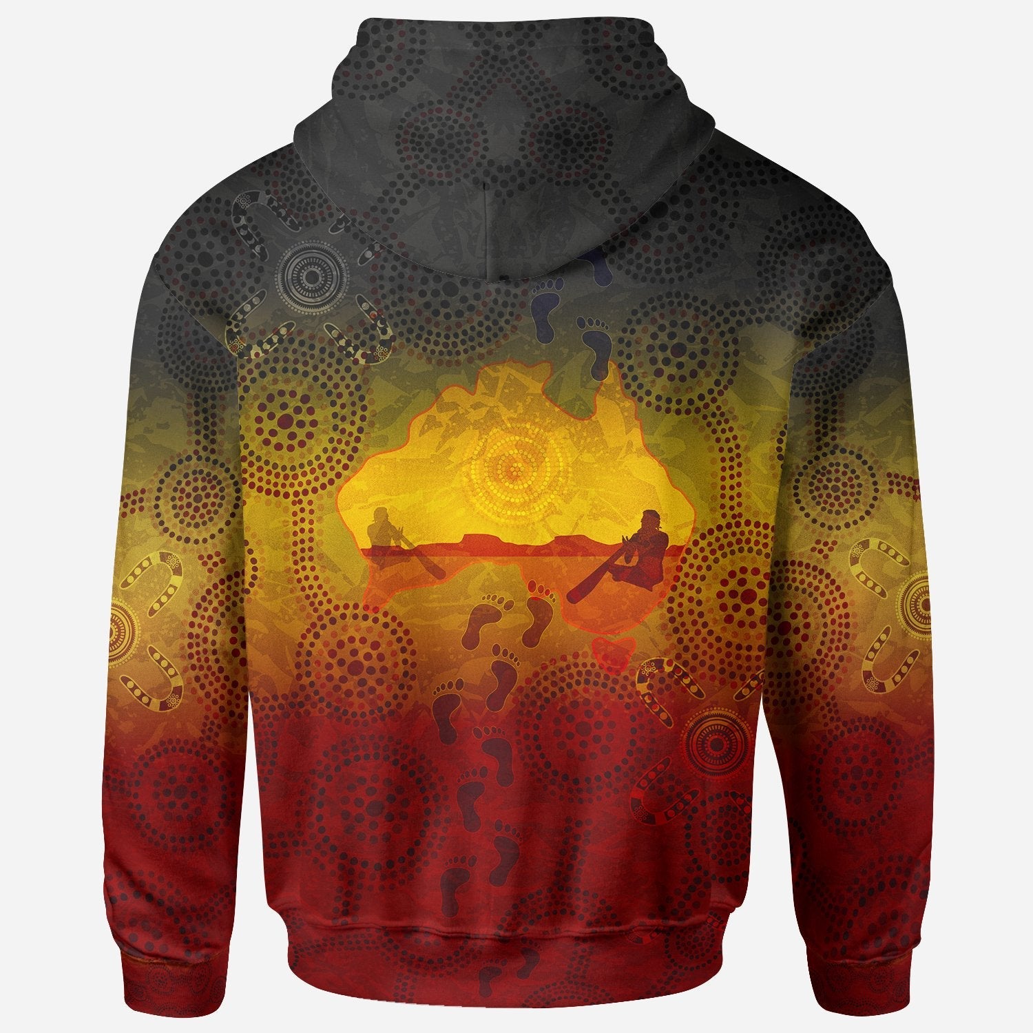 Custom Aboriginal Hoodie, Australian Map with Indigenous Color - Vibe Hoodie Shop