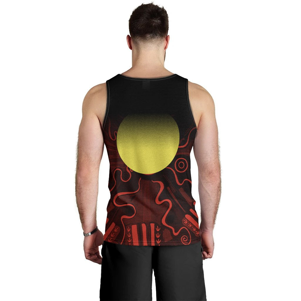 Aboriginal Men's Tank Top - Indigenous Flag Grunge Style - Vibe Hoodie Shop