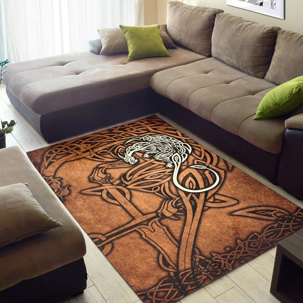 Celtic Dragon Area Rug - Celtic Dragon With Cross Vintage Style - Vibe Hoodie Shop