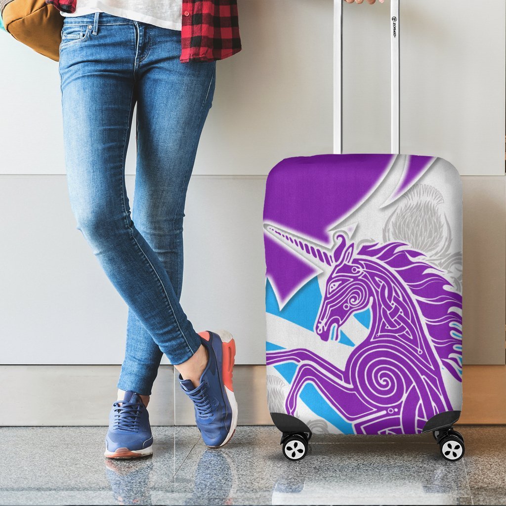 Celtic Scotland Luggage Covers - Scotland Unicorn and Thistle Pattern - Vibe Hoodie Shop