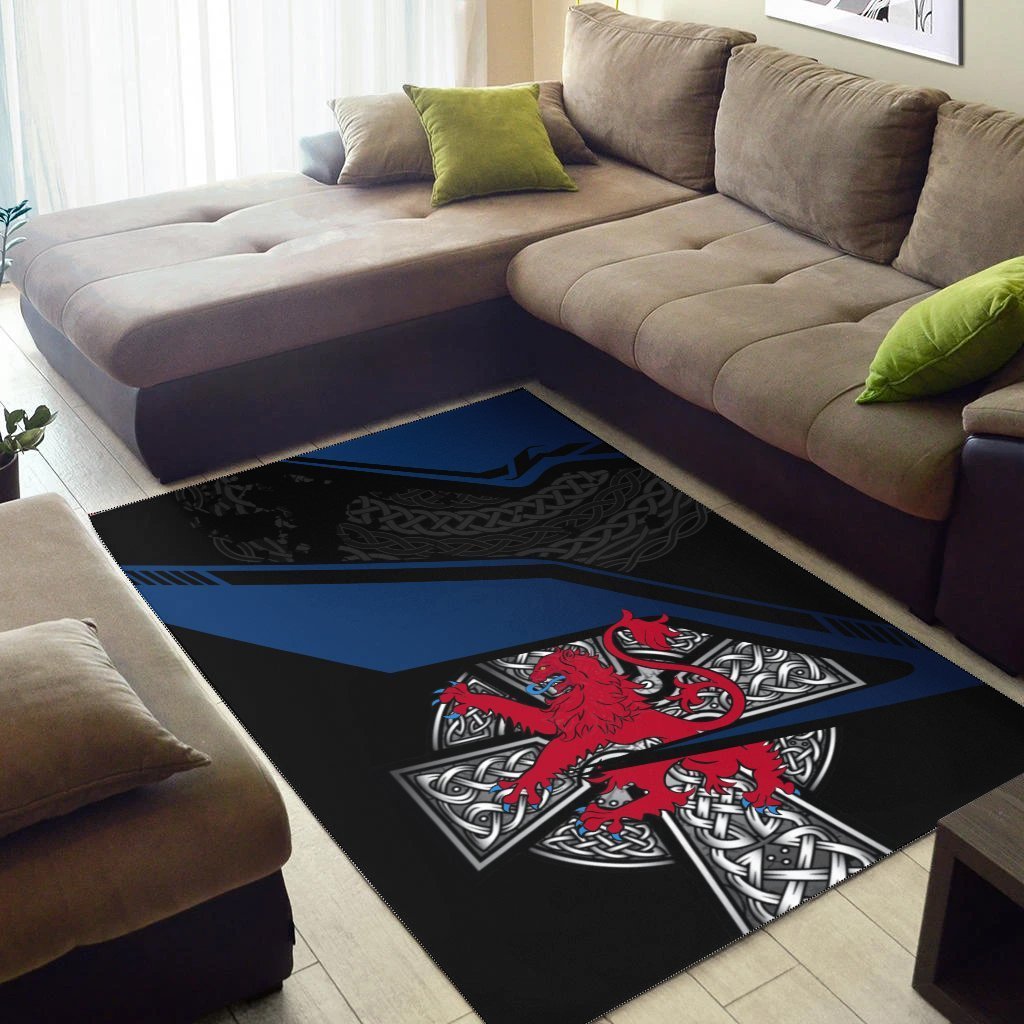 Scotland Celtic Area Rug - Celtic Cross and Lion - Vibe Hoodie Shop