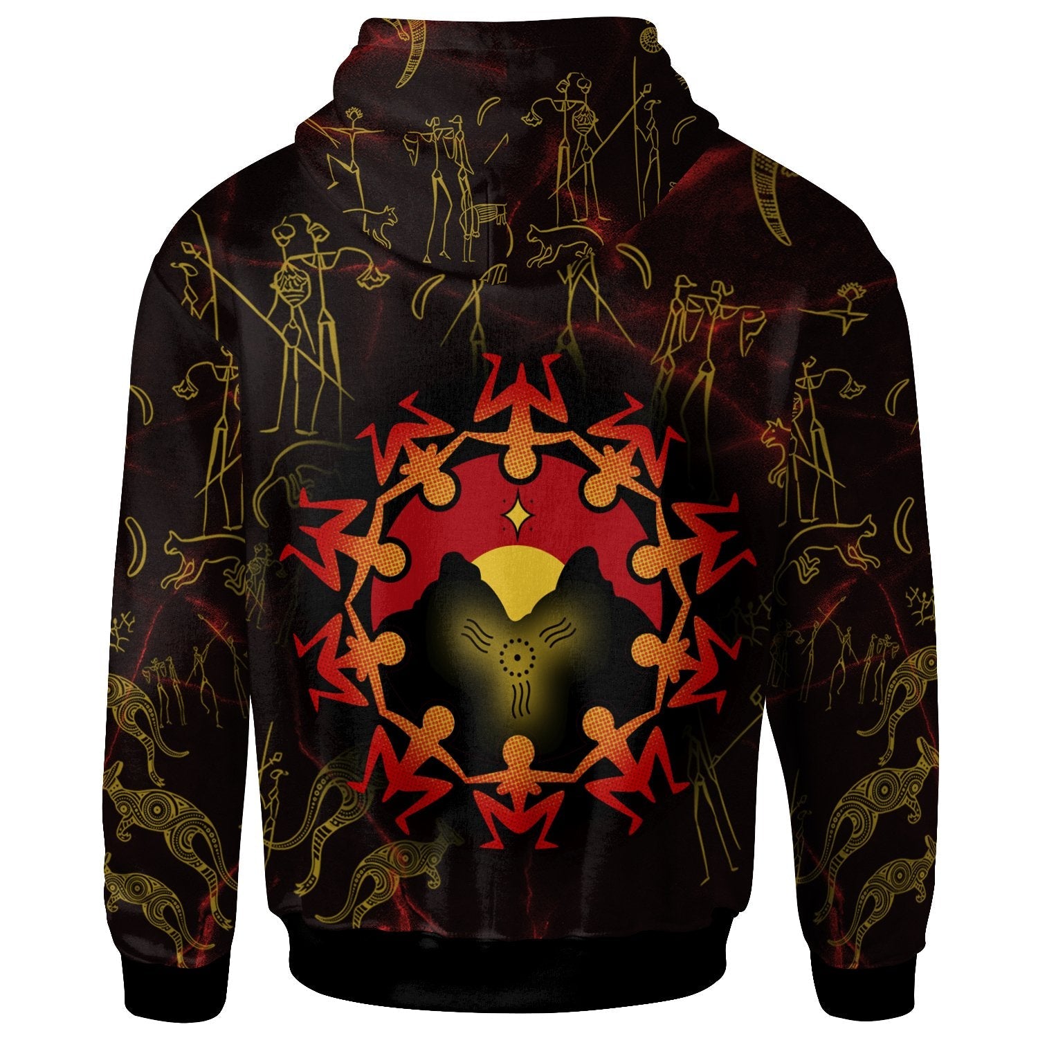 Custom Aboriginal Zip - Up Hoodie - Australia Map and Indigenous Flag - Vibe Hoodie Shop