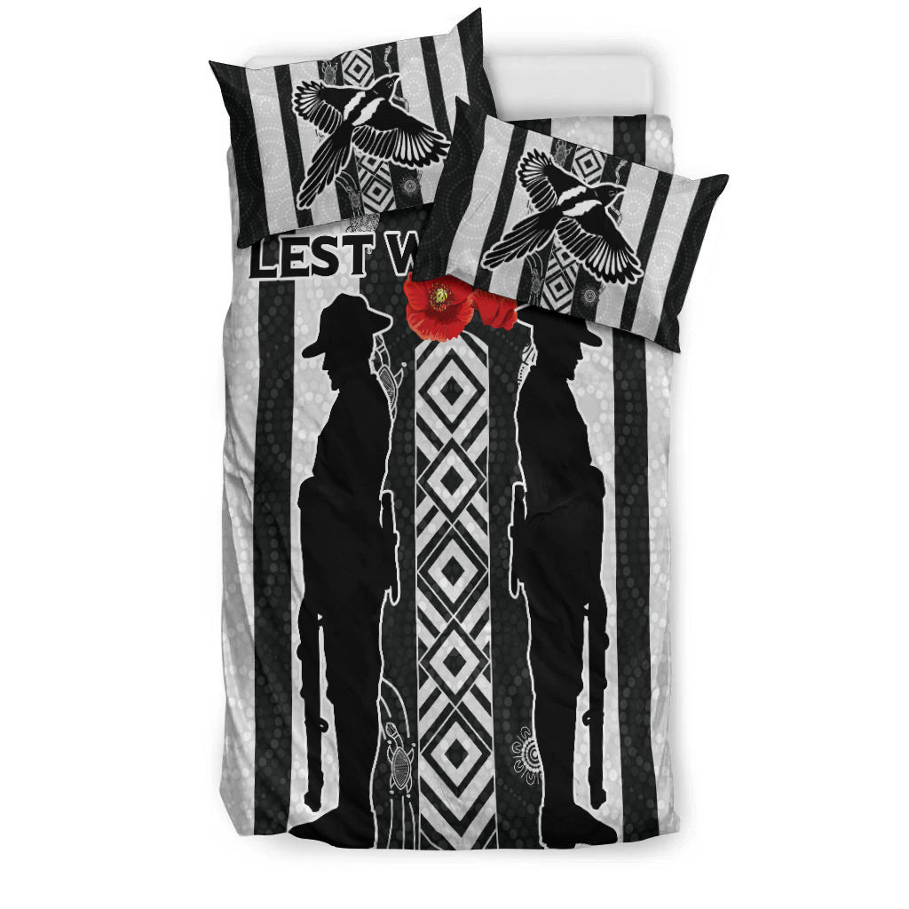 Magpies ANZAC Day Bedding Set - Indigenous Art - - Vibe Hoodie Shop