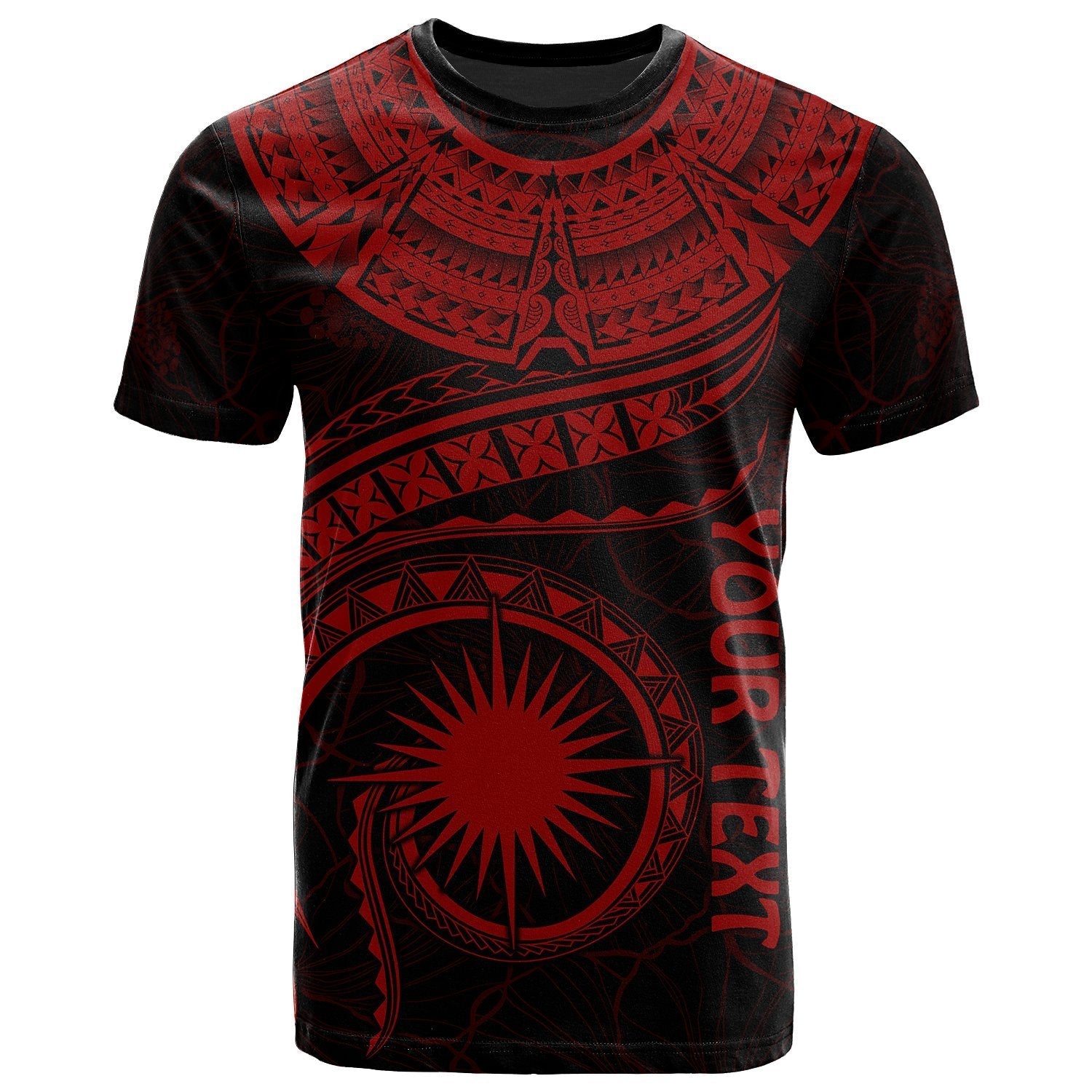 Marshall Islands Polynesian Personalised T shirt - Marshall Islands Waves (Red) - Vibe Hoodie Shop