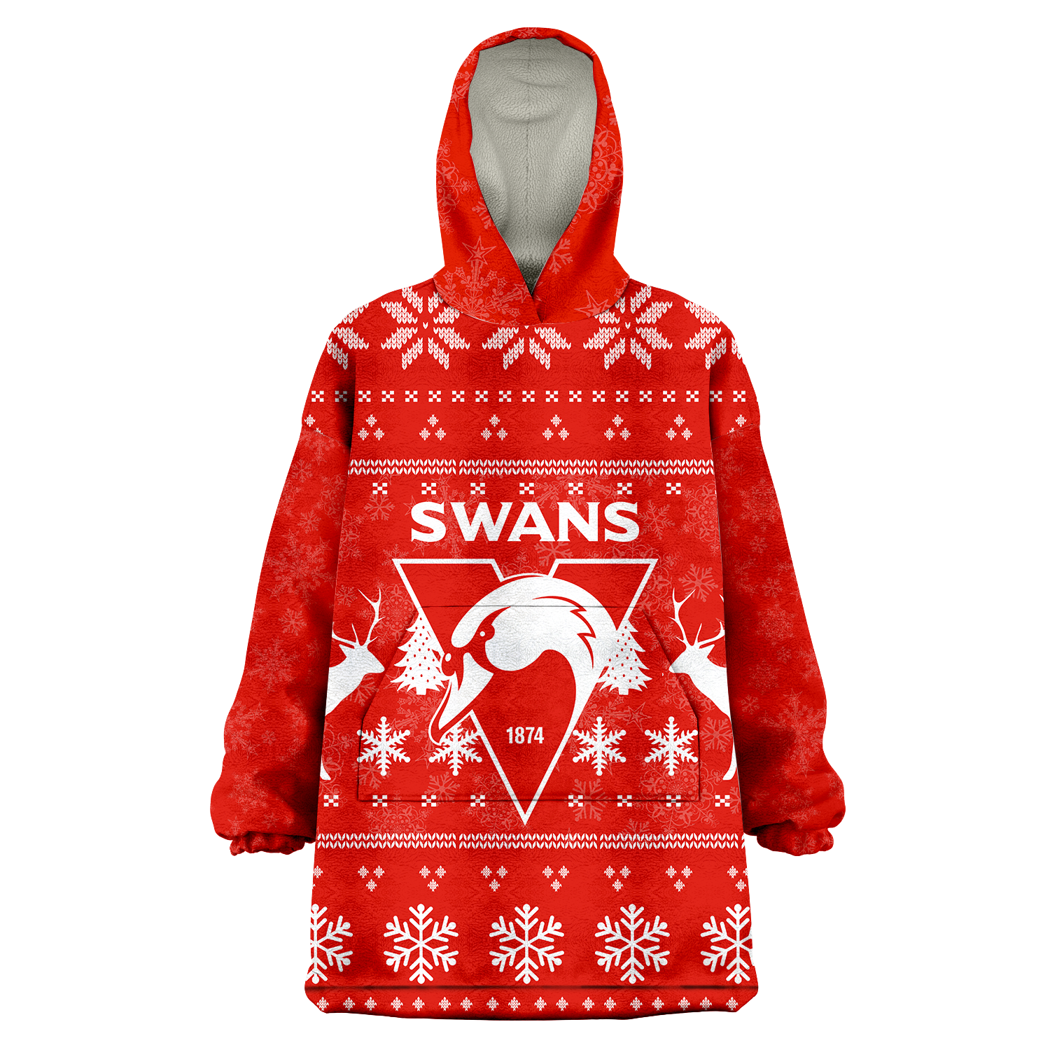 Sydney Swans Wearable Blanket Hoodie - Christmas Ugly Style - - Vibe Hoodie Shop