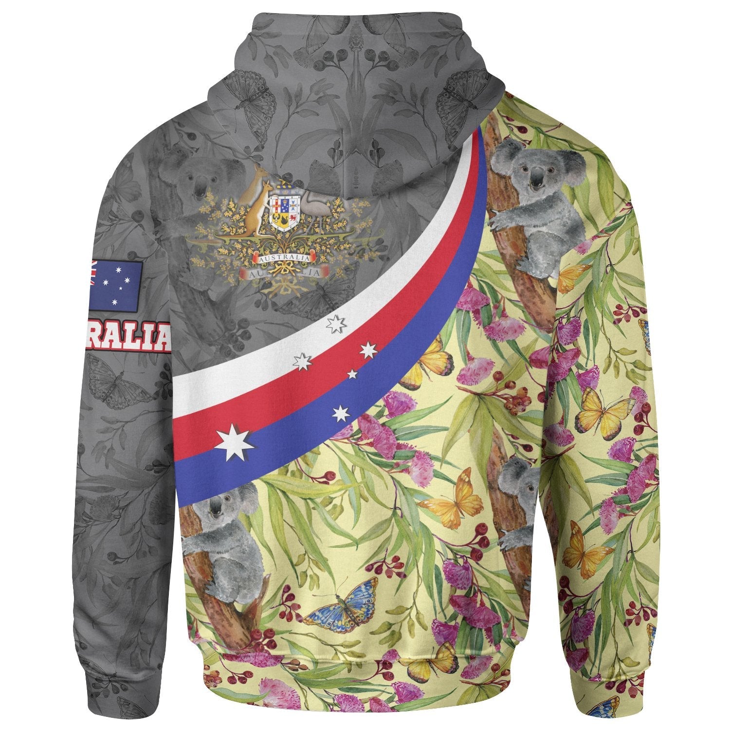 Hoodie, Australia Coat Of Arms with Koala Patterns Ver01 - Vibe Hoodie Shop