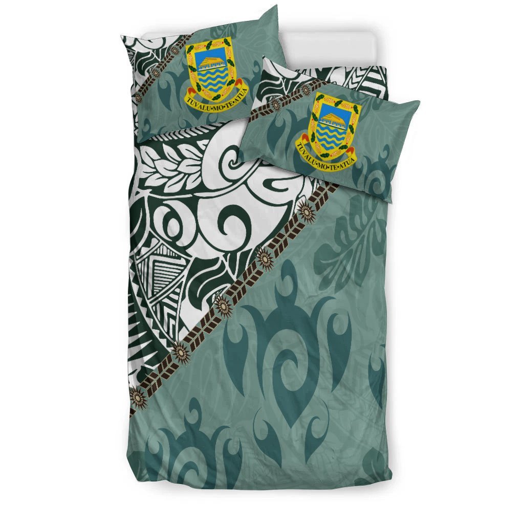 Tuvalu Polynesian Bedding Set - Leaves And Turtles - Vibe Hoodie Shop