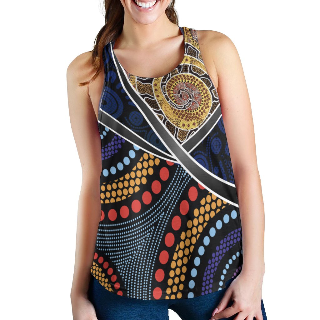 Australia Women Racerback Tank - Aboriginal Dot Panting Art With Snake - Vibe Hoodie Shop