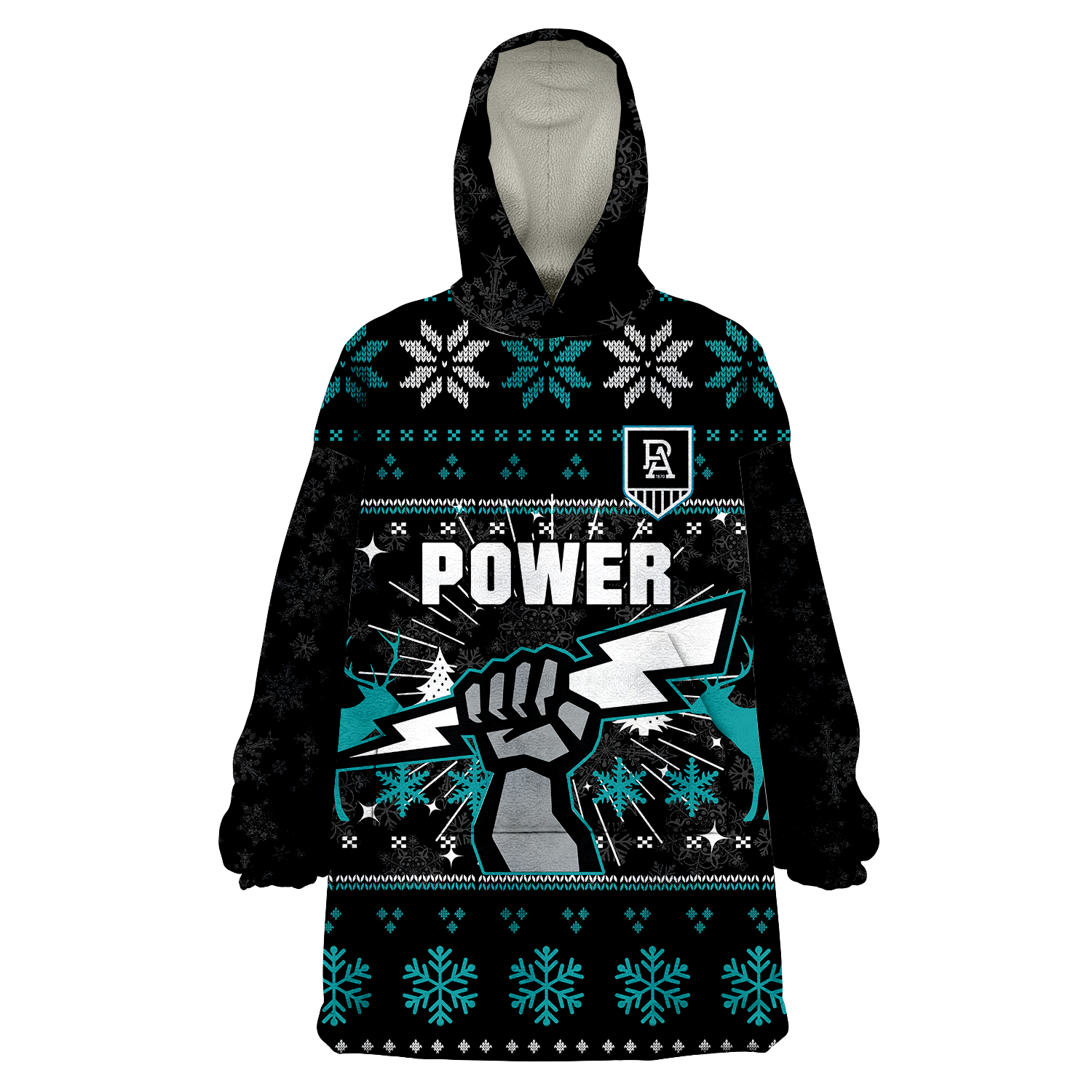 Port Adelaide Wearable Blanket Hoodie - Christmas Ugly Style - - Vibe Hoodie Shop