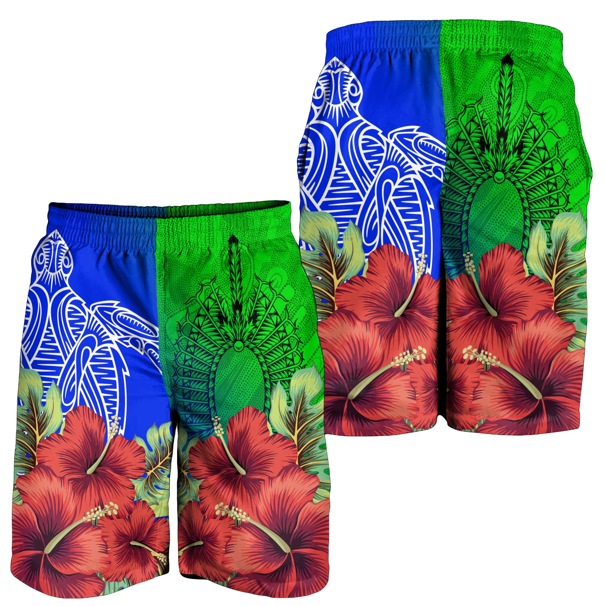 Torres Strait Islanders Men Shorts - Ocean Hibiscus - Vibe Hoodie Shop