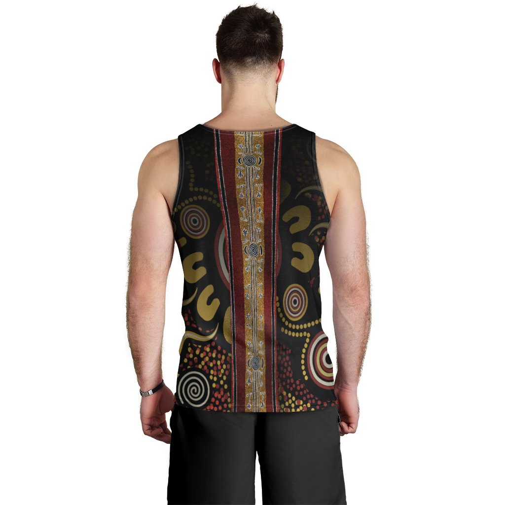 Men Tank - Aboriginal Dot Panting Art Stripe Lines - Vibe Hoodie Shop