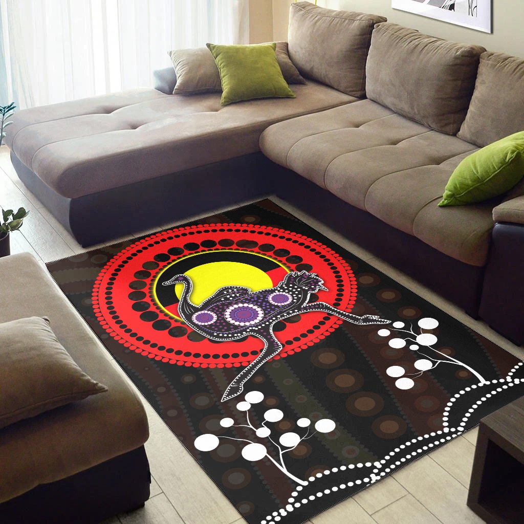 Aboriginal Area Rug - Ostrich Australia and Aboriginal flag - Vibe Hoodie Shop